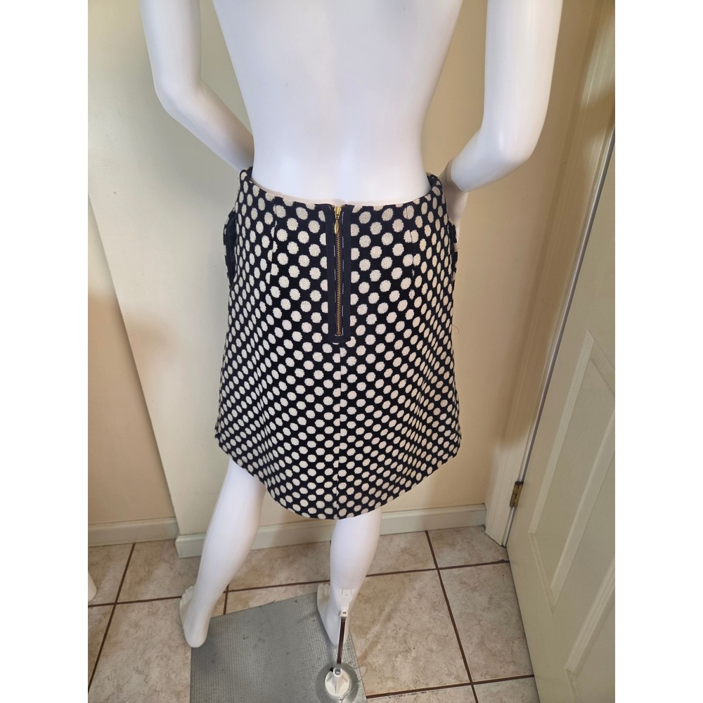 Boden Womens Wool Blend Polka Dot A-Line Skirt Navy Blue Cream US 4R Zip Back - Picture 8 of 12